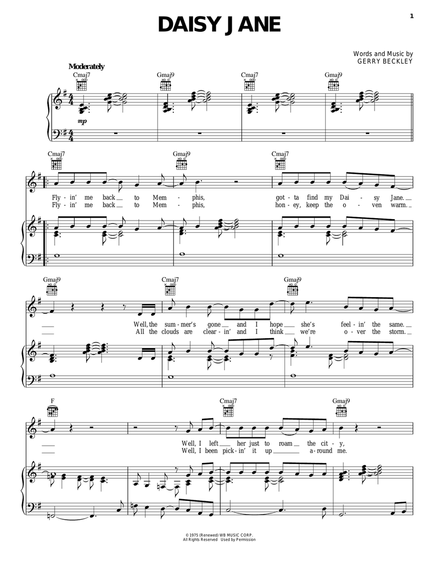 Daisy Jane Daisy Jane Piano, Vocal, Guitar scores gallery preview page 1