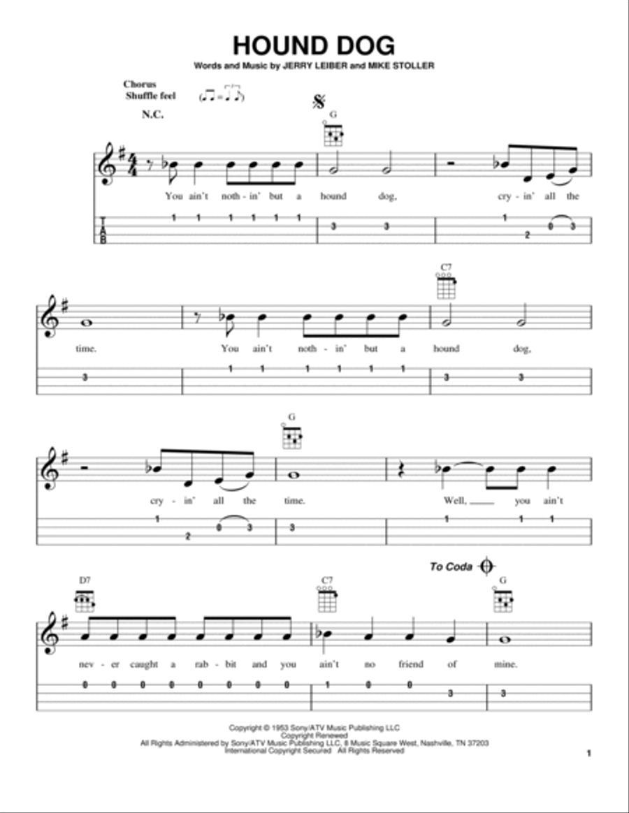 Hound Dog Ukulele scores gallery preview page 1