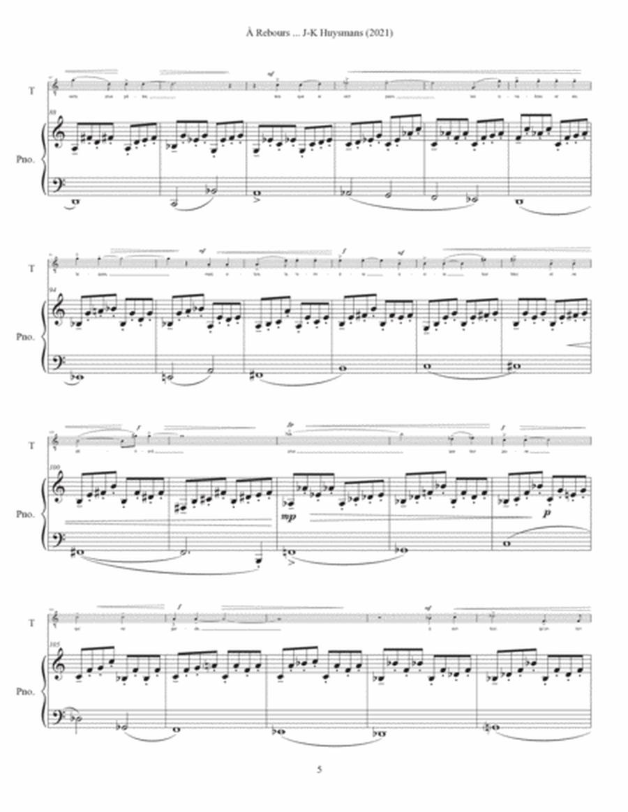 À Rebours ... J-K Huysmans (2021) piano vocal score