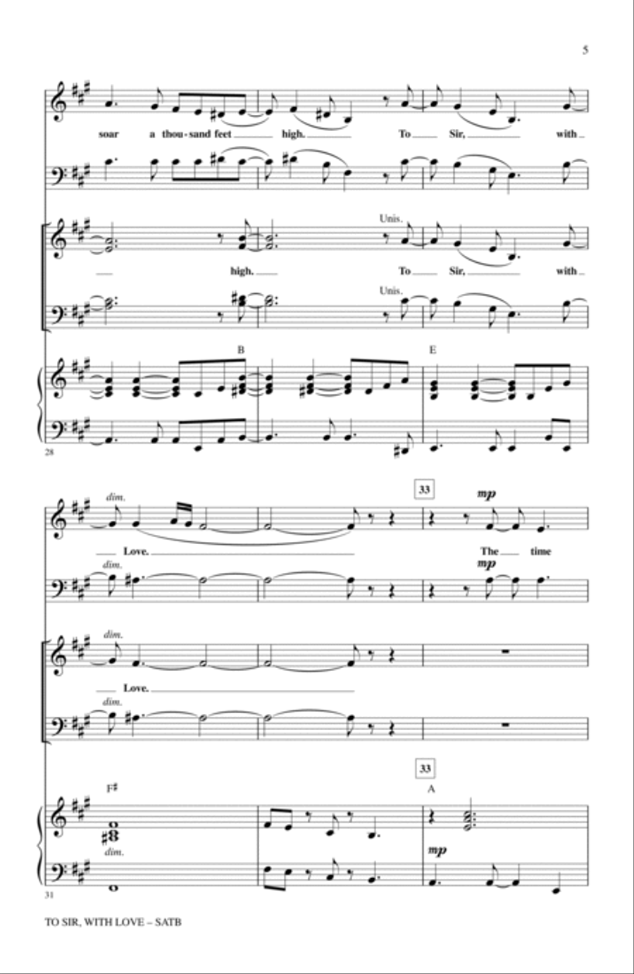 To Sir, With Love 4-Part scores gallery preview page 4