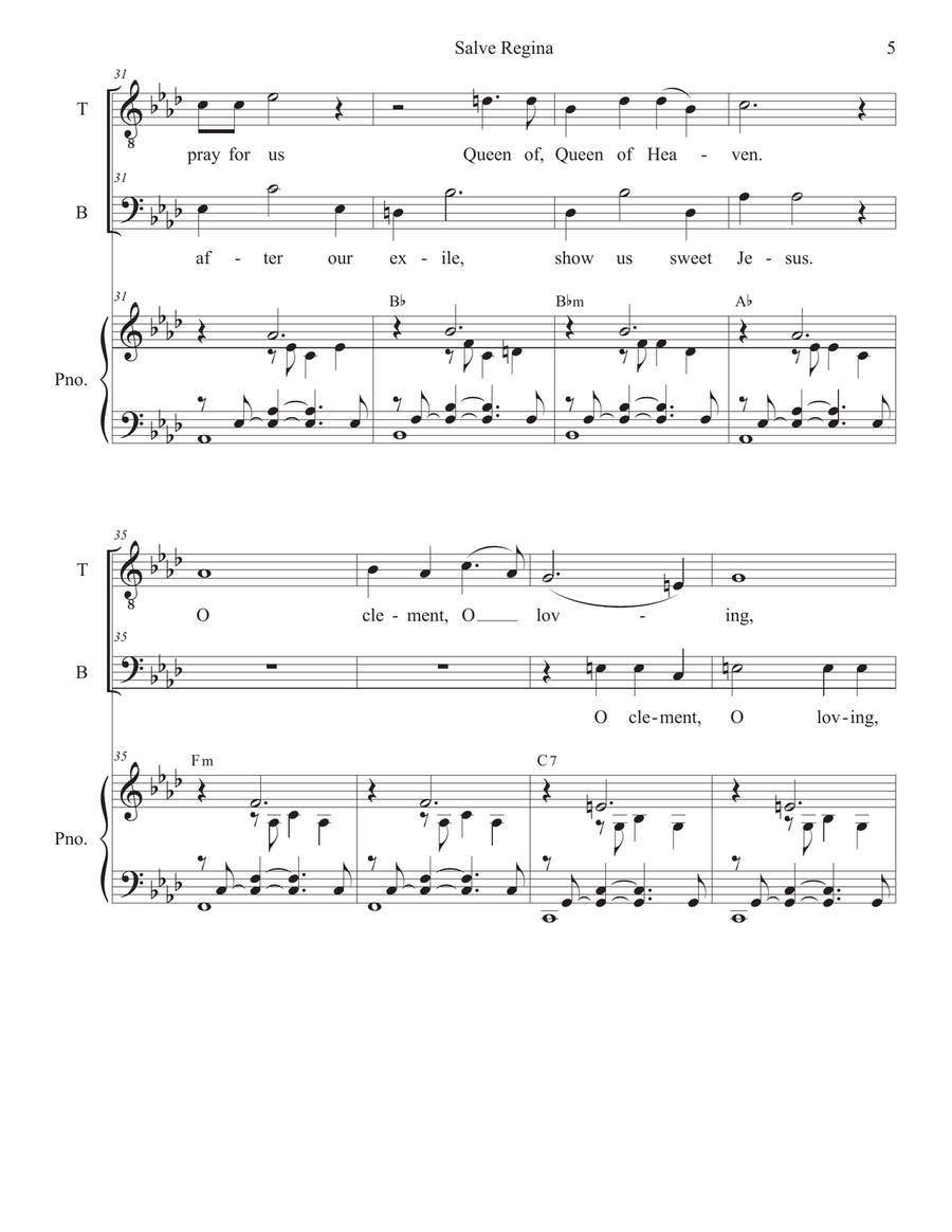Salve Regina in A-flat (Duet for Tenor and Bass solo) Tenor Voice scores gallery preview page 5