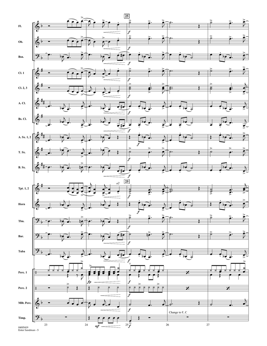 Enter Sandman - Conductor Score (Full Score) Concert Band scores gallery preview page 5