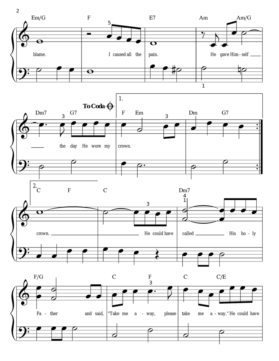 The Day He Wore My Crown Easy Piano scores gallery preview page 2