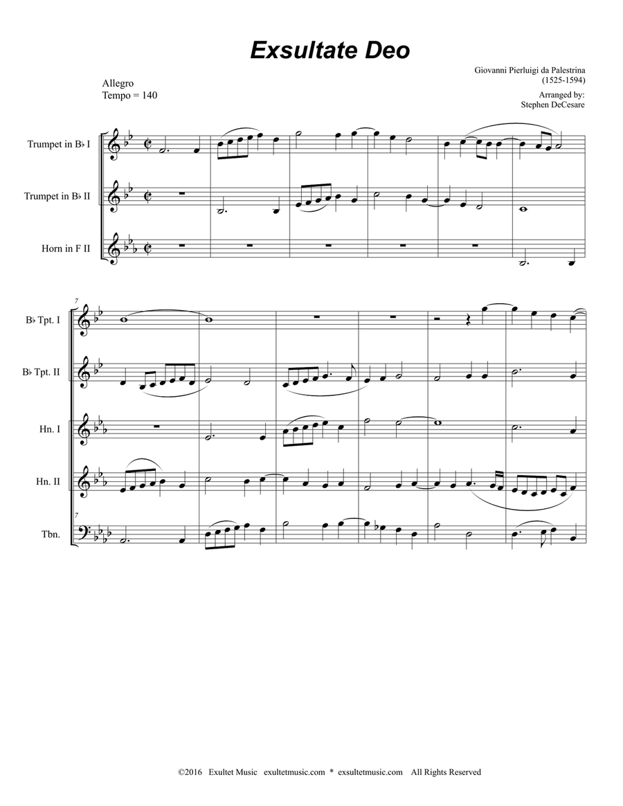 Exsultate Deo (for Brass Quintet) Brass Quintet scores gallery preview page 1