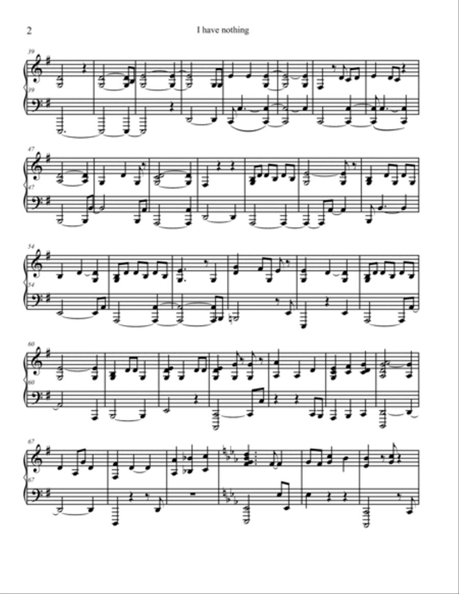 I Have Nothing Piano Solo scores gallery preview page 2