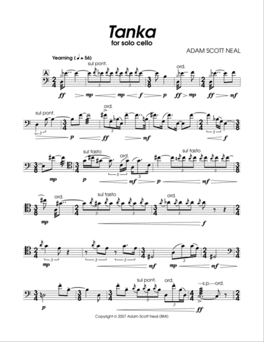 Tanka (cello version) Cello Solo scores gallery preview page 3