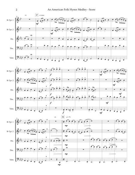 An American Folk Hymn Medley - brass quintet image number null