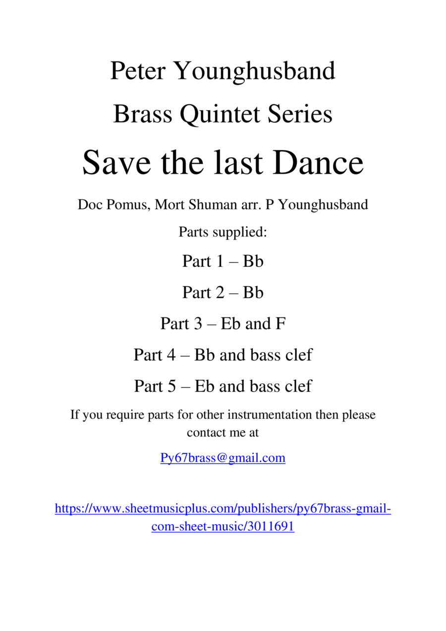Save The Last Dance For Me Brass Quintet scores gallery preview page 1