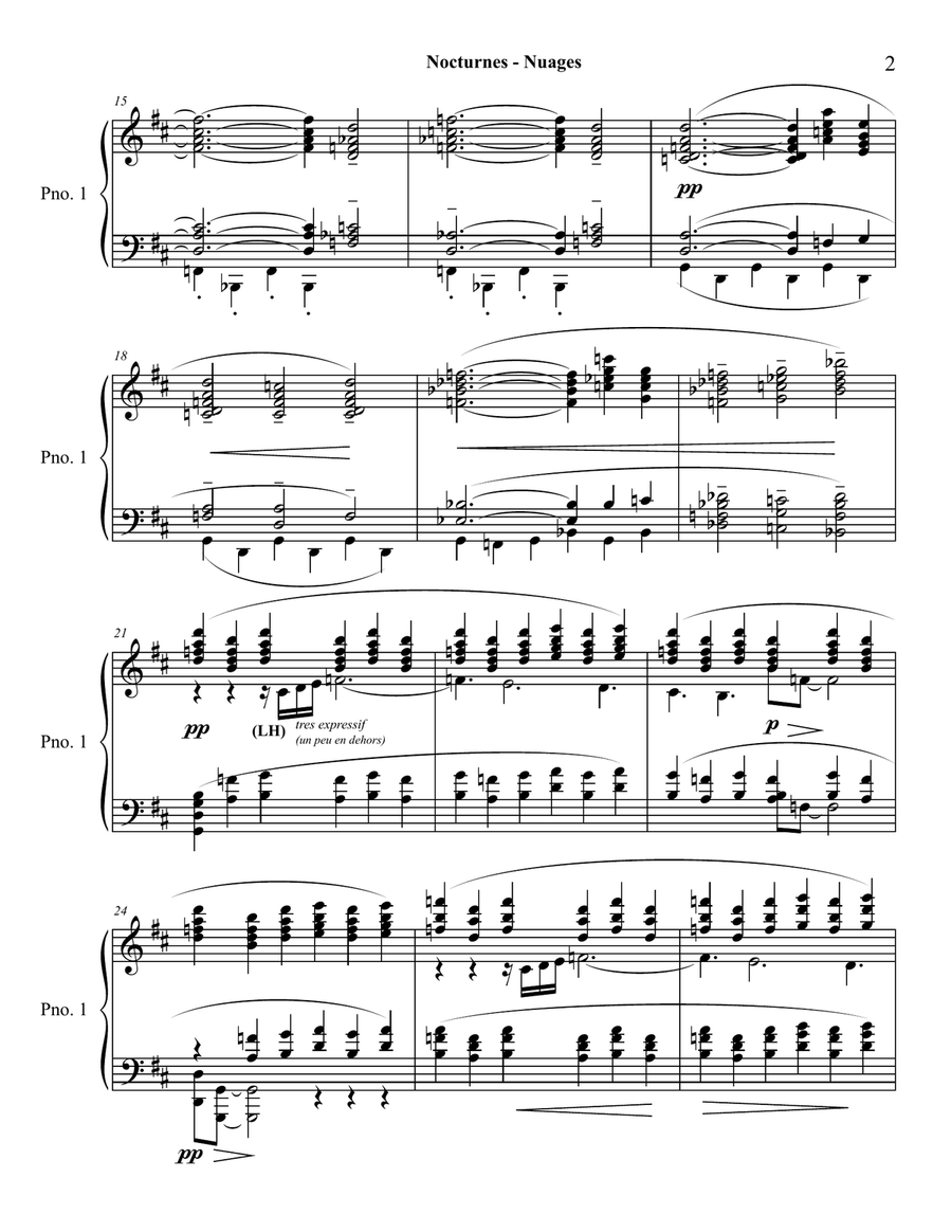 Debussy - Nocturnes: #1 Nuages (piano transcription) Piano Solo scores gallery preview page 2
