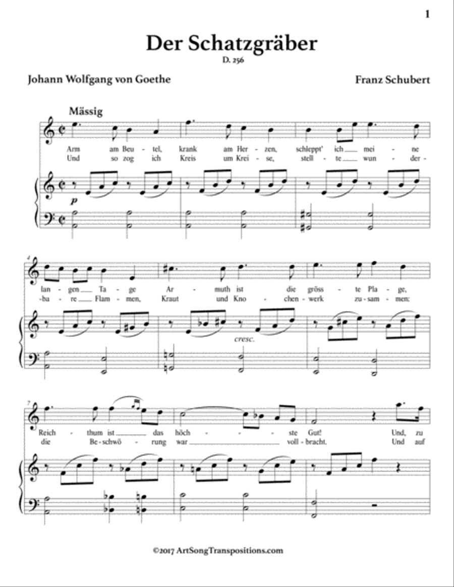 SCHUBERT: Der Schatzgräber, D. 256 (transposed to A minor) Voice scores gallery preview page 2