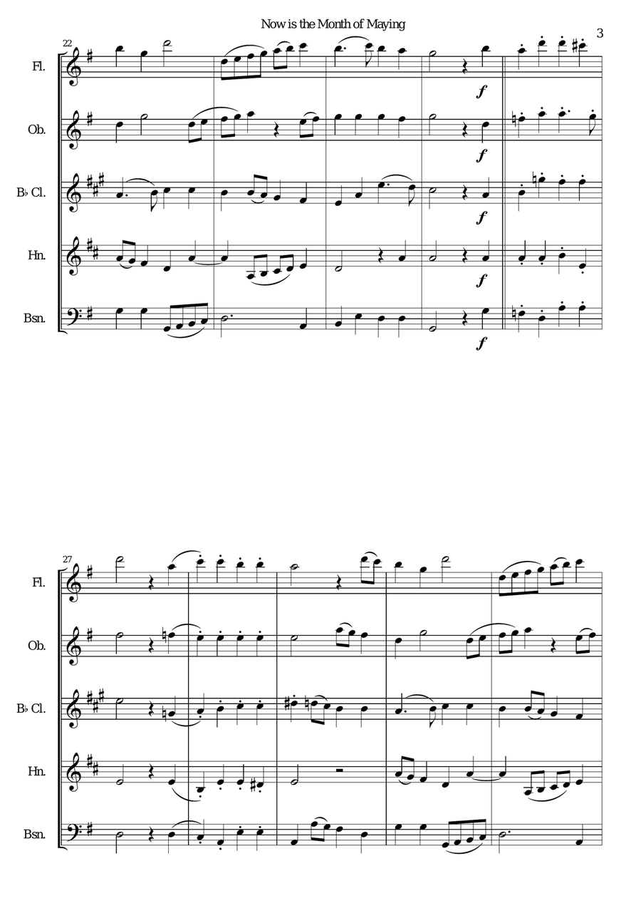 Now is the Month of Maying with variations for wind quintet Woodwind Quintet scores gallery preview page 3