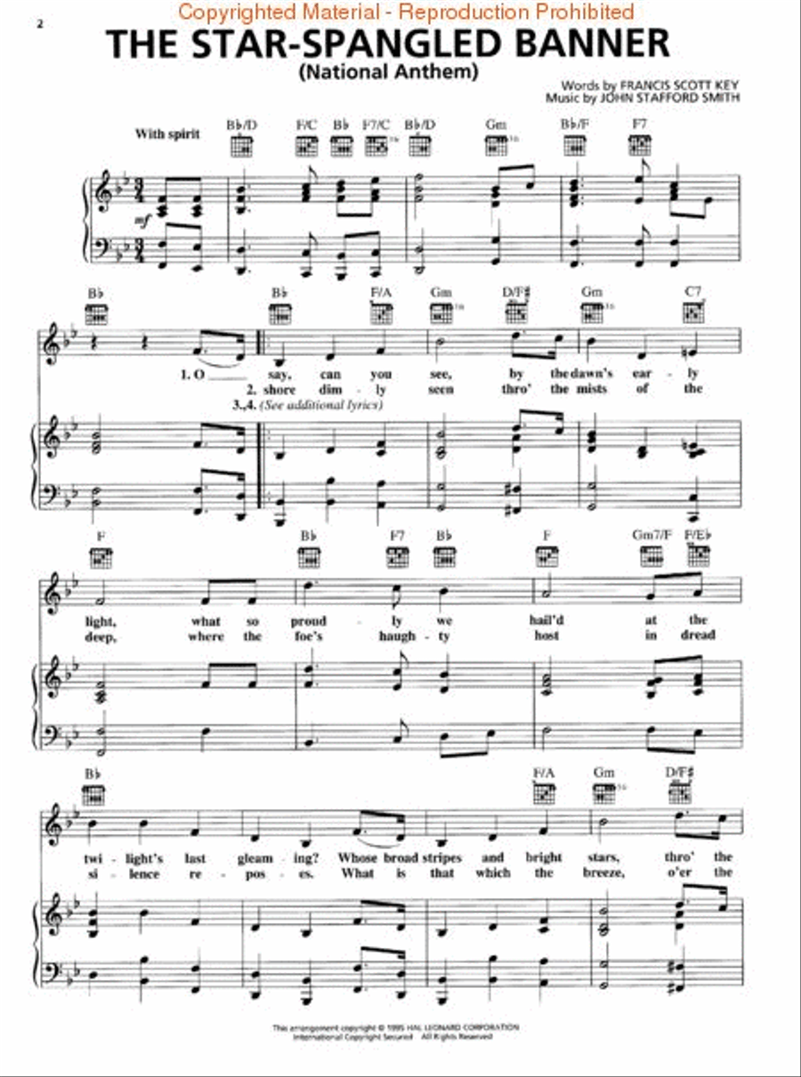 Star Spangled Banner Star Spangled Banner Piano, Vocal, Guitar scores gallery preview page 2