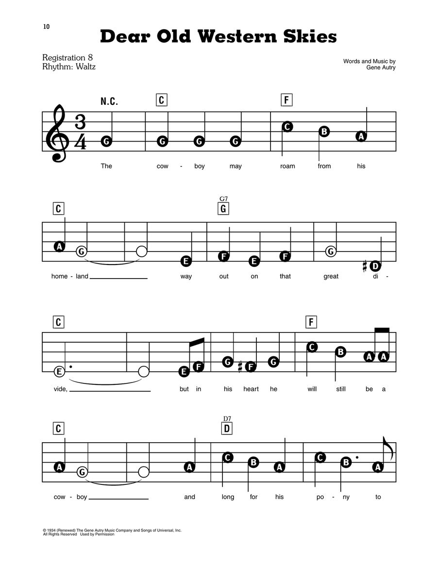 Dear Old Western Skies Dear Old Western Skies Electronic Keyboard scores gallery preview page 1