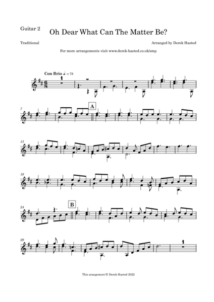 Oh Dear! What Can The Matter Be? - 3 Guitars or large ensemble by Traditional Large Ensemble - Digital Sheet Music