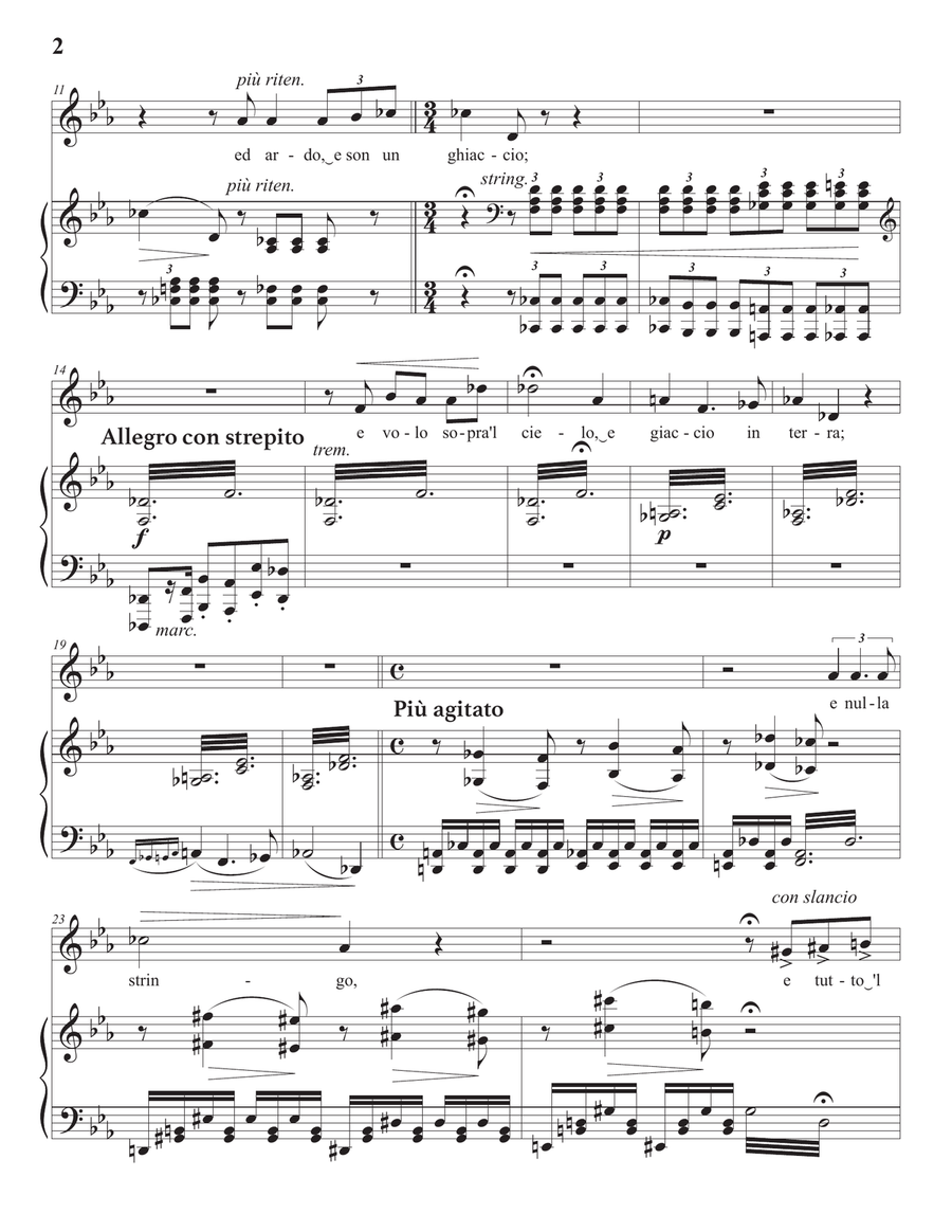 LISZT: Pace non trovo, S. 270 (first version, transposed to E-flat major) Piano, Vocal scores gallery preview page 3