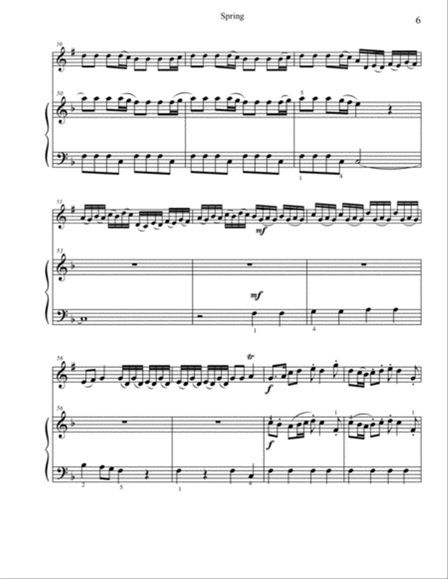 Classical Duets for Clarinet & Piano: 4 Selections from Vivaldi's Four Seasons Woodwind Duet scores gallery preview page 6