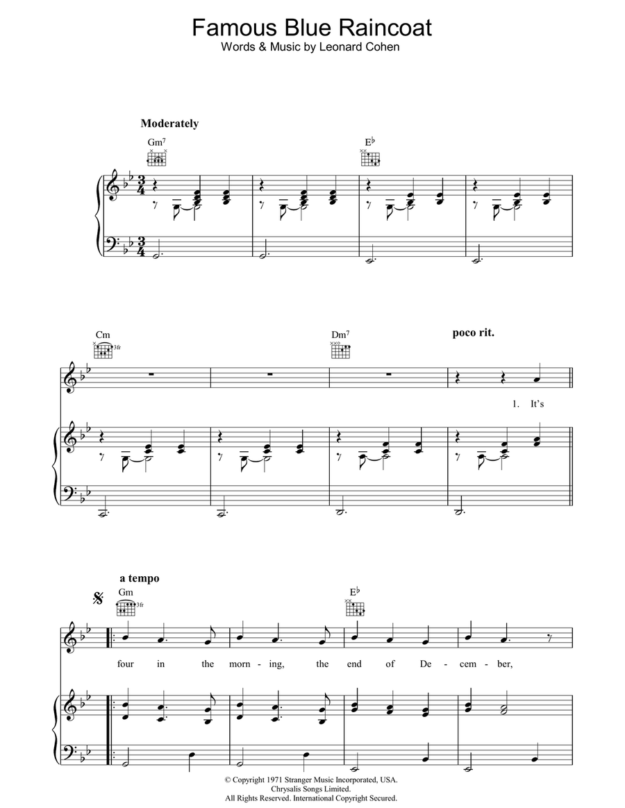 Famous Blue Raincoat Acoustic Guitar scores gallery preview page 1