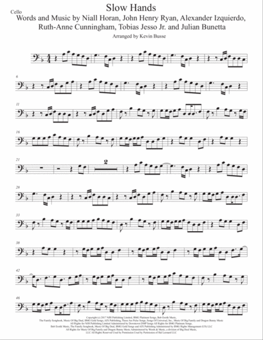 Slow Hands Cello Solo scores gallery preview page 1