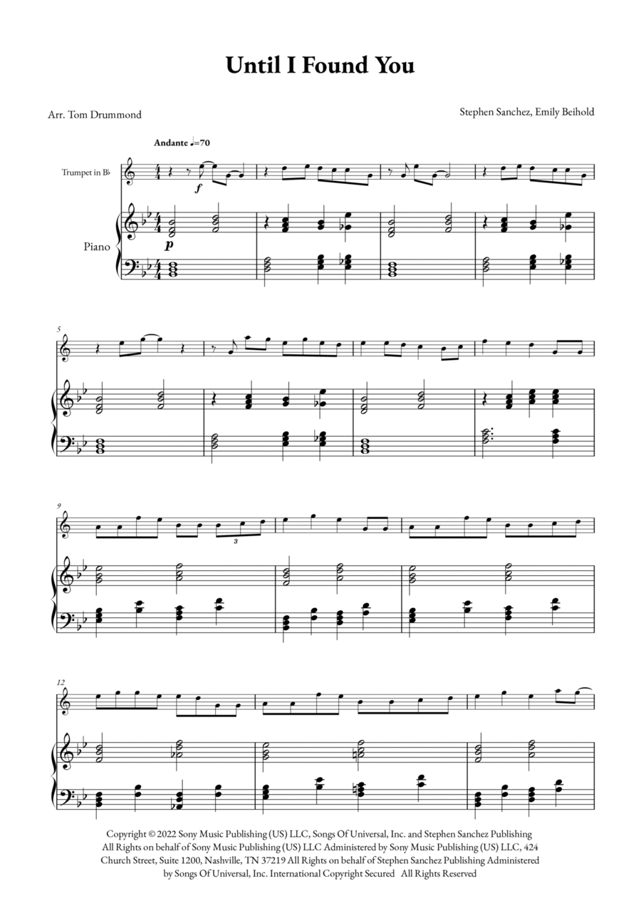 Until I Found You Until I Found You Trumpet Solo scores gallery preview page 1