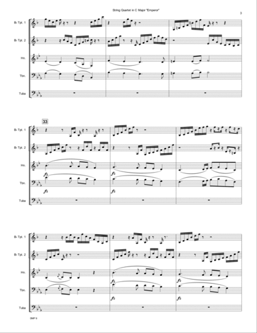 Emperor String Quartet, op. 76, no. 3, Second Movement String Quartet scores gallery preview page 4