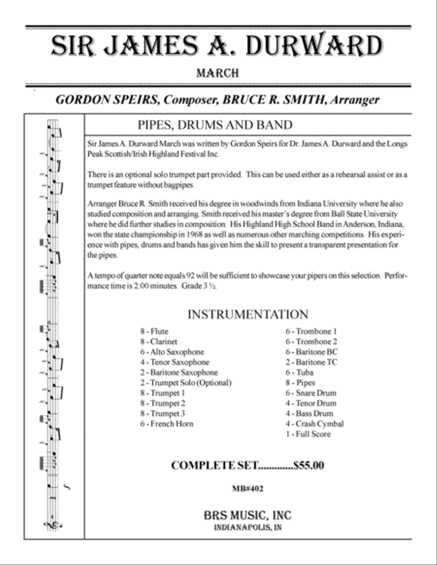 Sir James A. Durward Concert Band scores gallery preview page 1