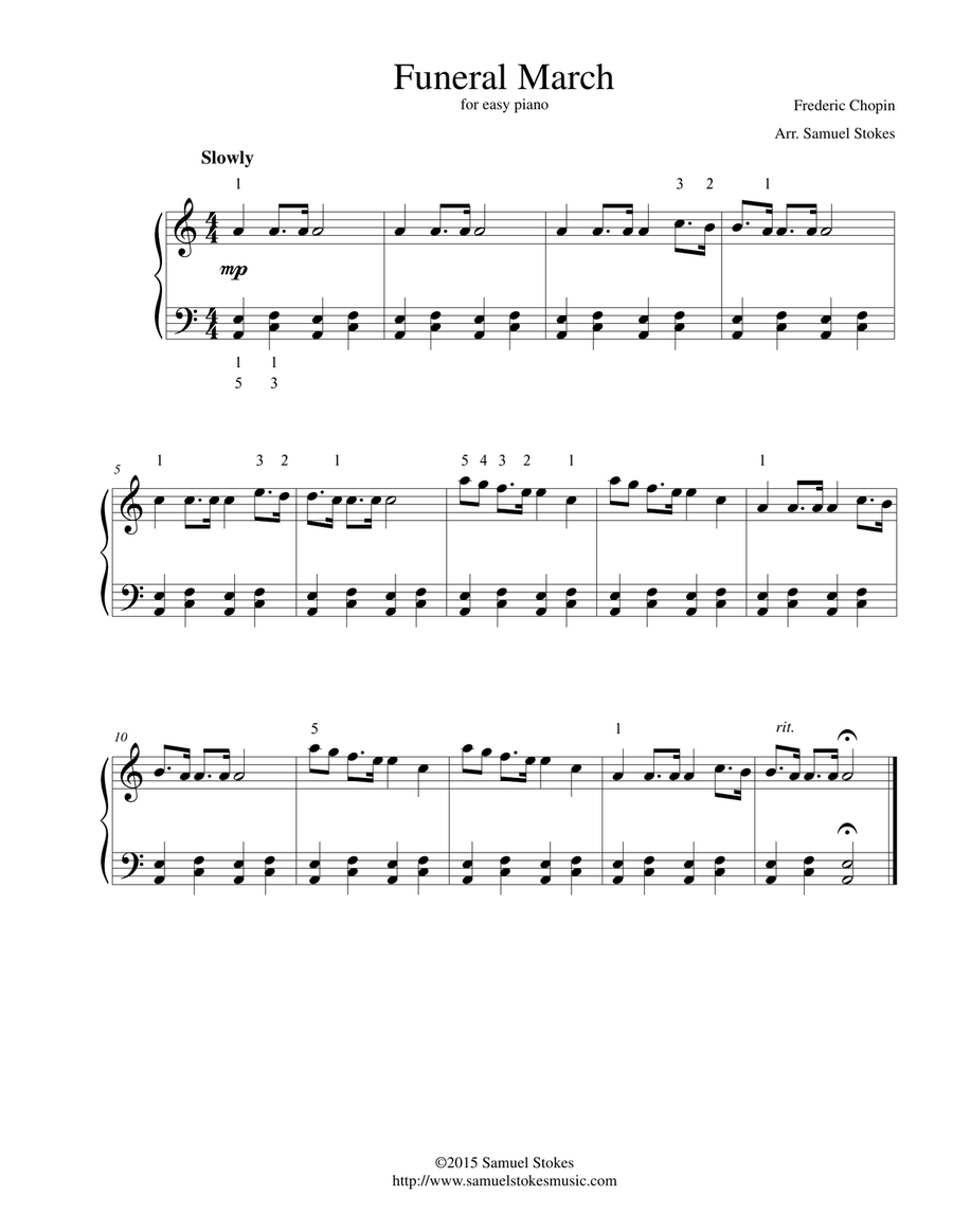 Funeral March (Chopin) - for easy piano Easy Piano scores gallery preview page 1