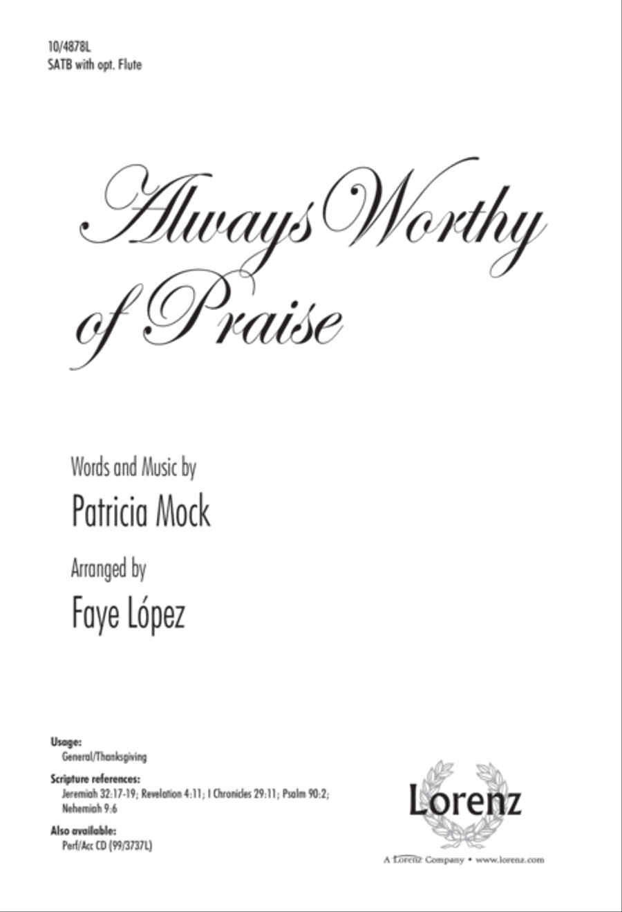 Always Worthy of Praise 4-Part scores gallery preview page 1