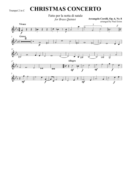 Christmas Concerto Op. 6, No. 8 for Brass Quintet image number null