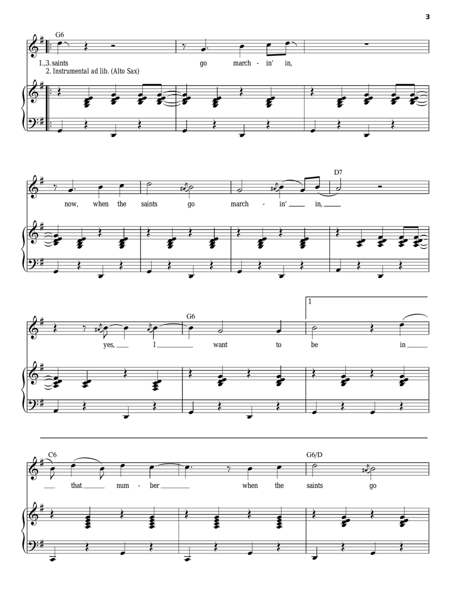 When The Saints Go Marching In Piano, Vocal scores gallery preview page 3
