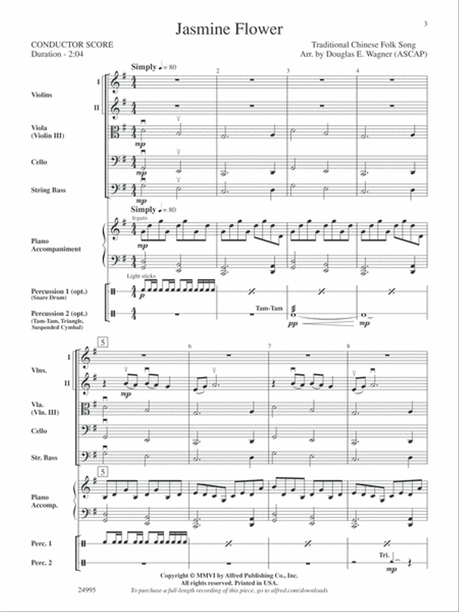 Jasmine Flower: Score String Orchestra scores gallery preview page 3