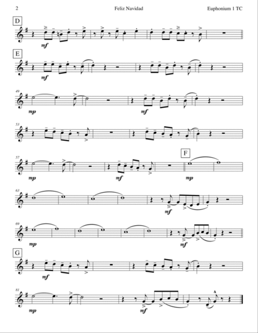 Feliz Navidad Brass Quartet scores gallery preview page 6