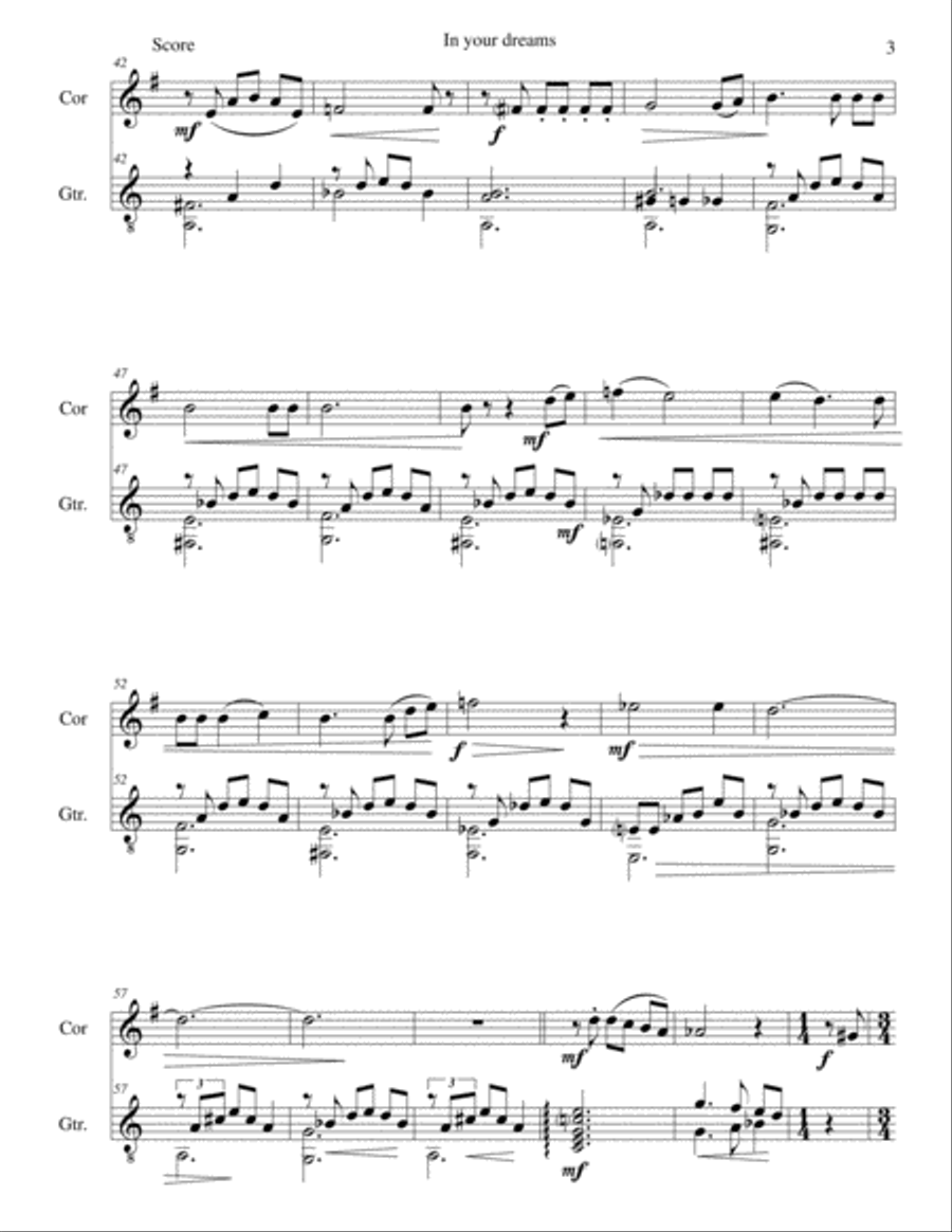 In your dreams (L'Inconscient) for cor anglais and guitar English Horn scores gallery preview page 3