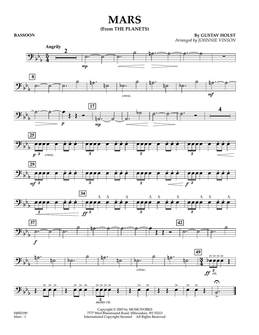 Mars (from The Planets) - Bassoon