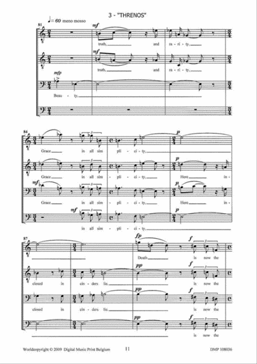 Three Madrigals Three Madrigals Unison Choir scores gallery preview page 4