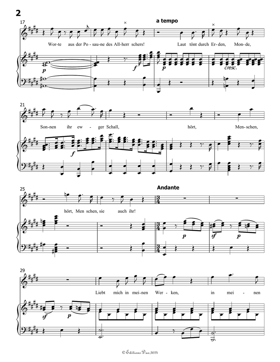 Die ihr des unermeβlichen weltalls, by Mozart, K.V.619, in E Major Piano, Vocal scores gallery preview page 4