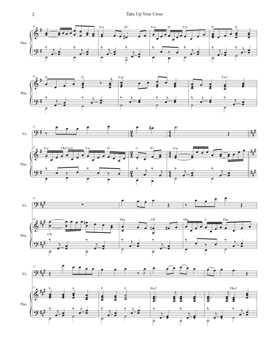 Take Up Your Cross (Cello solo and Piano) Piano scores gallery preview page 2