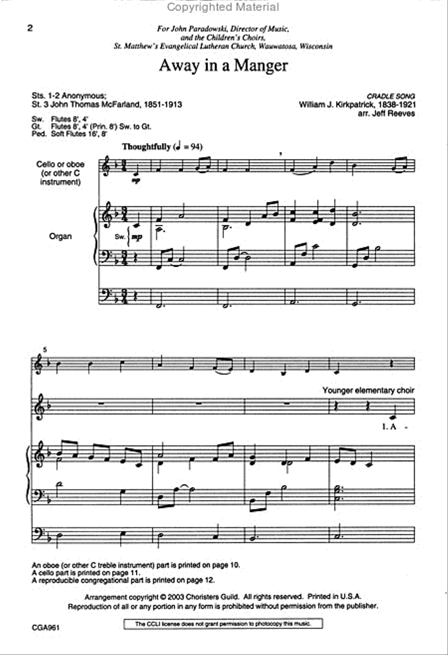 Away in a Manger Unison Away in a Manger Unison Unison Choir scores gallery preview page 2