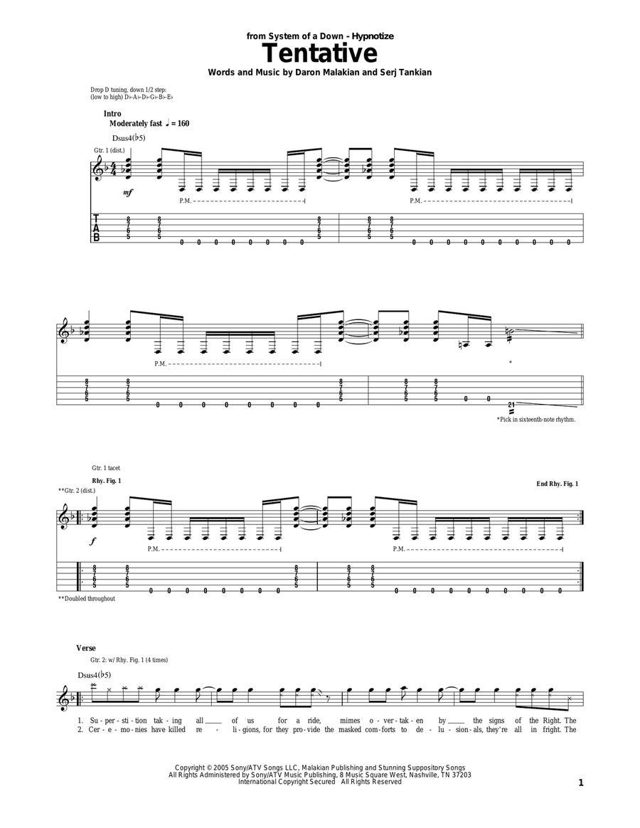 Tentative Electric Guitar scores gallery preview page 1