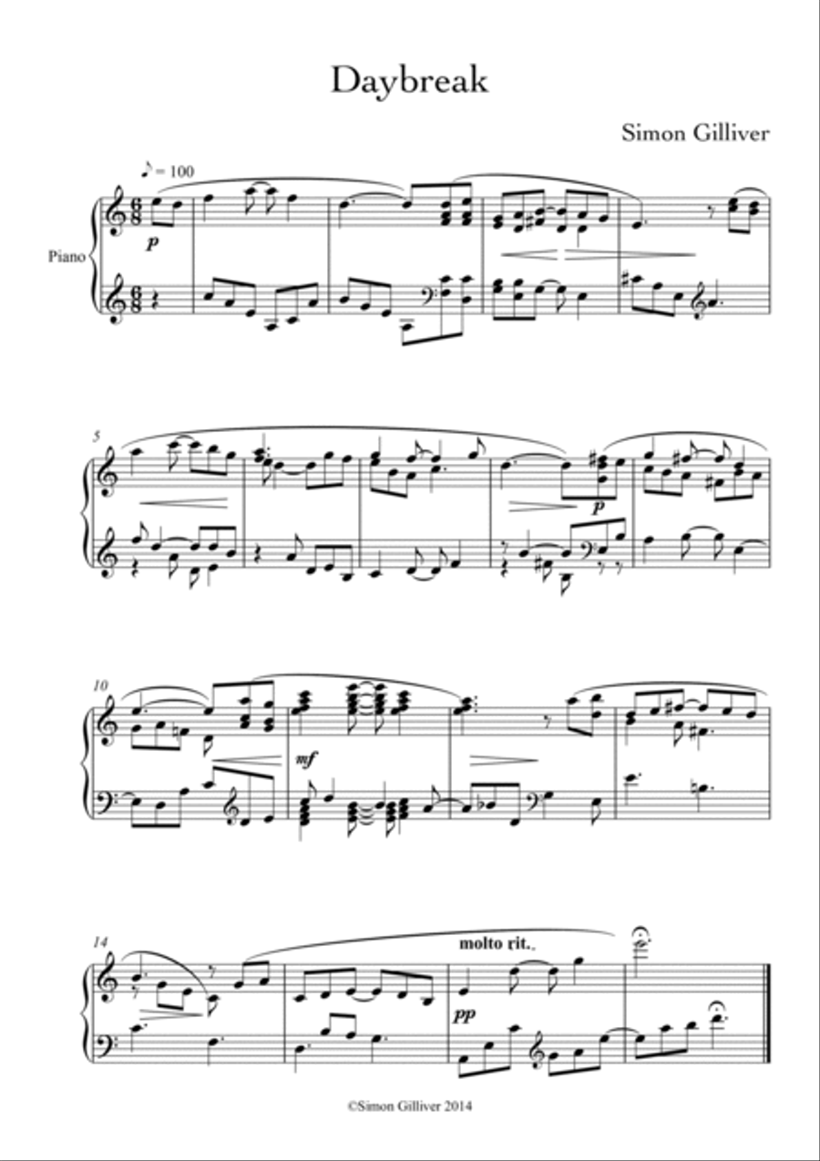 Daybreak and Sundown Piano scores gallery preview page 2