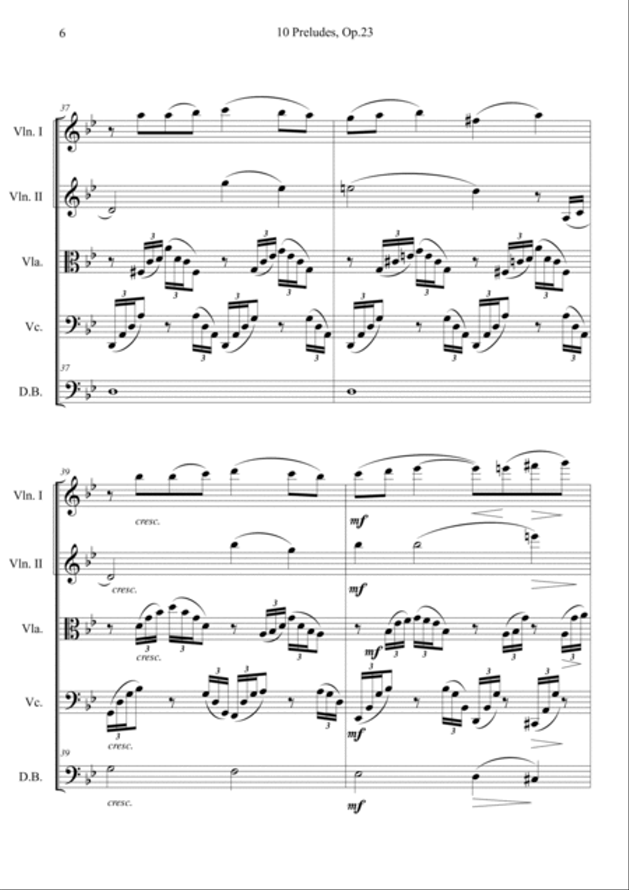 10 Preludes, Op.23 No. 5 String Quintet scores gallery preview page 6
