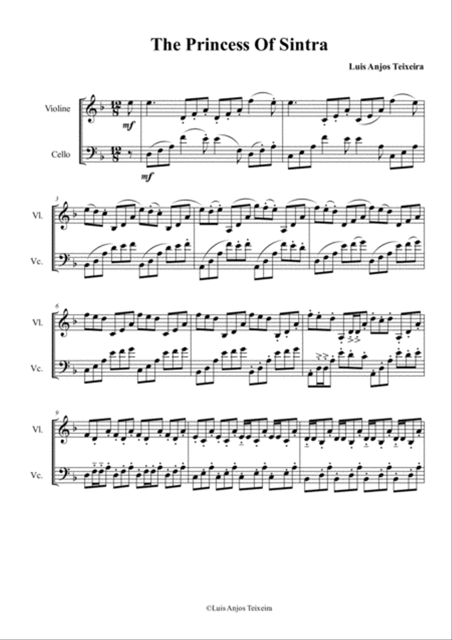 The Princess Of Sintra For Violin And Cello Cello scores gallery preview page 3