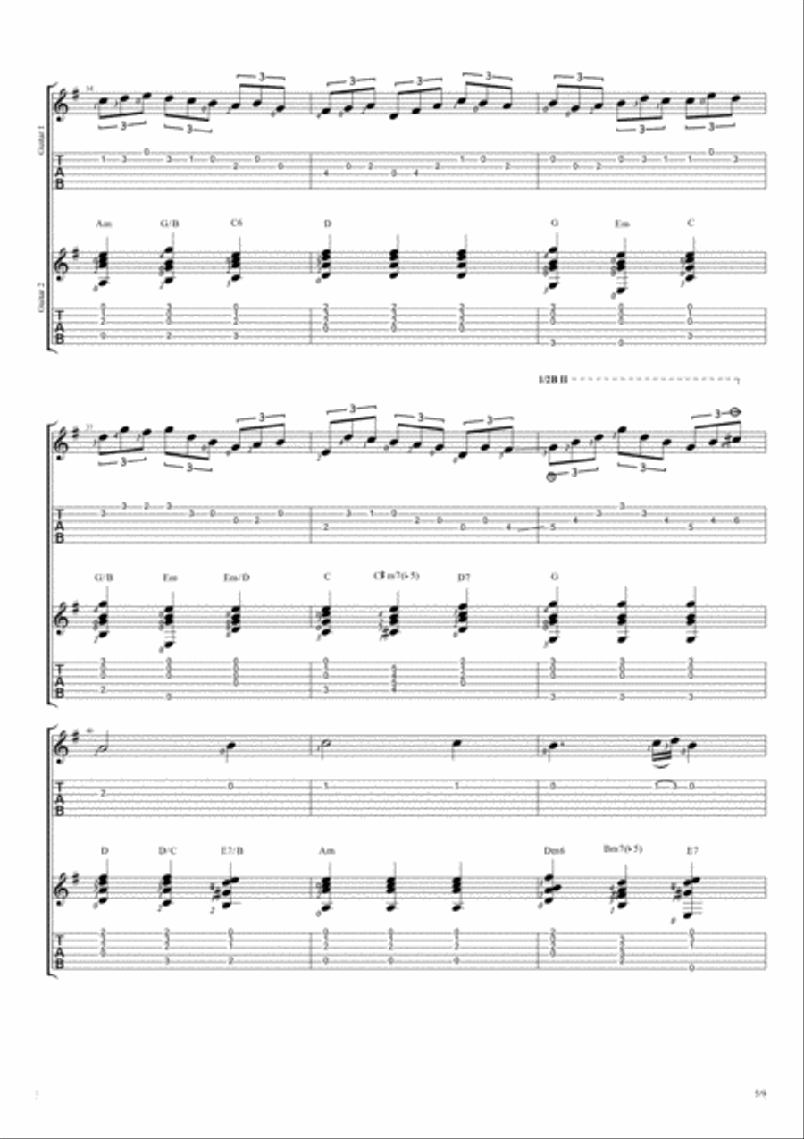 Jesu, Joy Of Man's Desiring (Duet Guitar Tablature) Classical Guitar scores gallery preview page 5