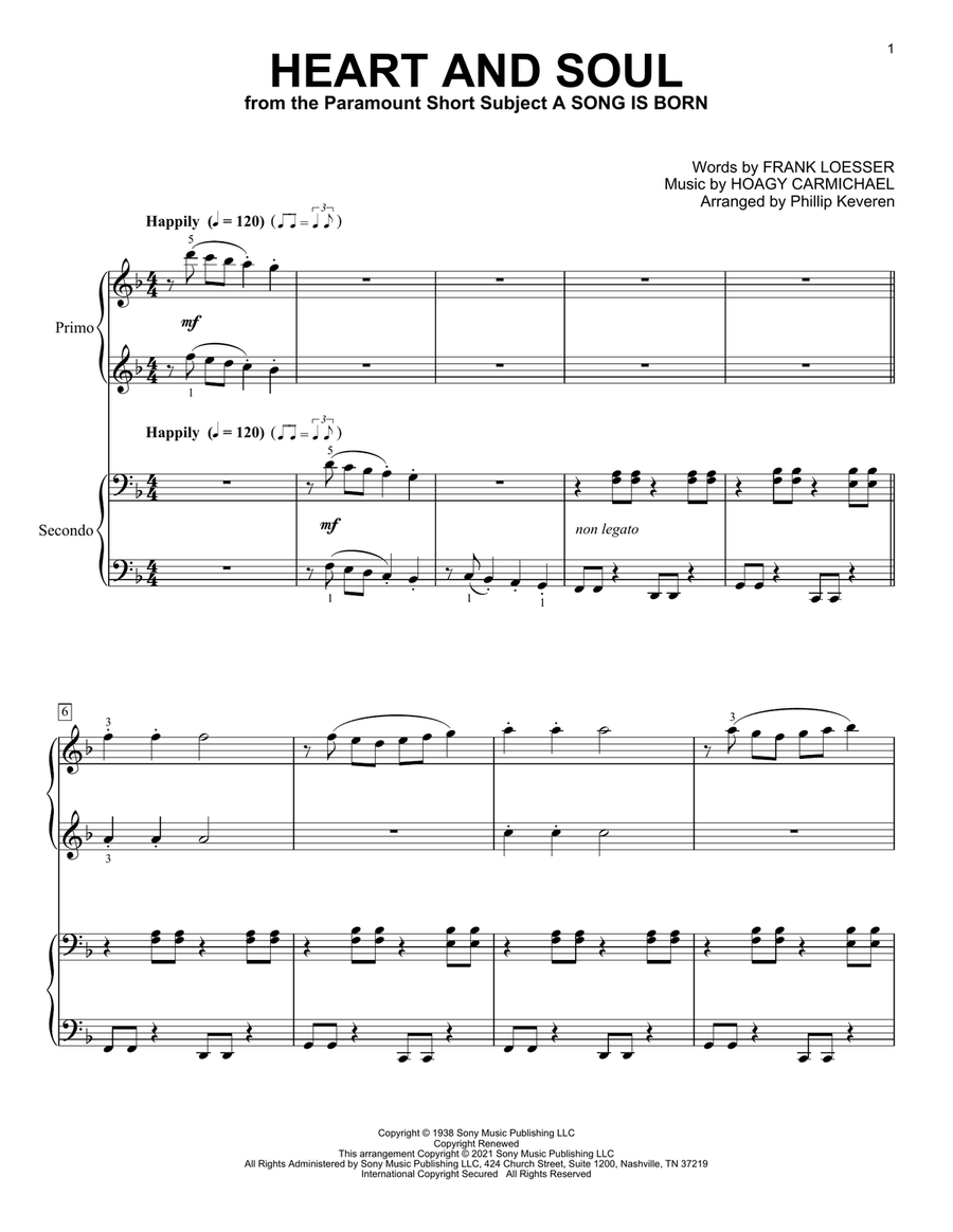 Heart And Soul (arr. Phillip Keveren) Piano Duet scores gallery preview page 1