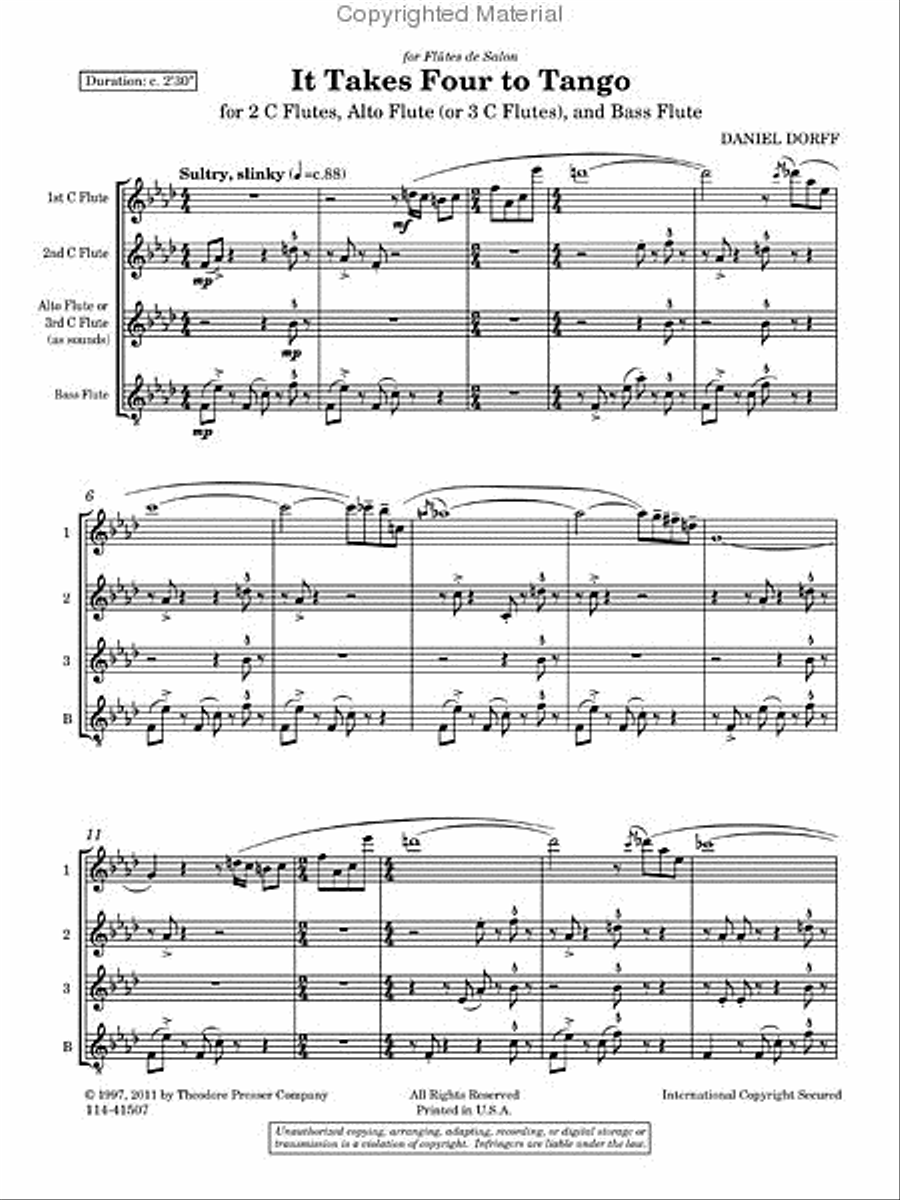 It Takes Four To Tango Flute Quartet scores gallery preview page 2
