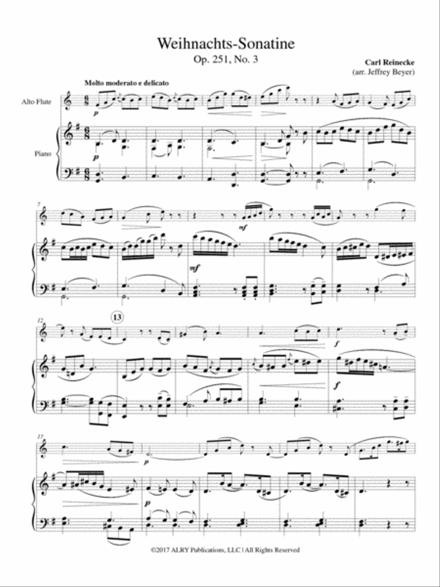 Weihnachts-Sonatine, Op. 251, No. 3 for Alto Flute and Piano Flute scores gallery preview page 2