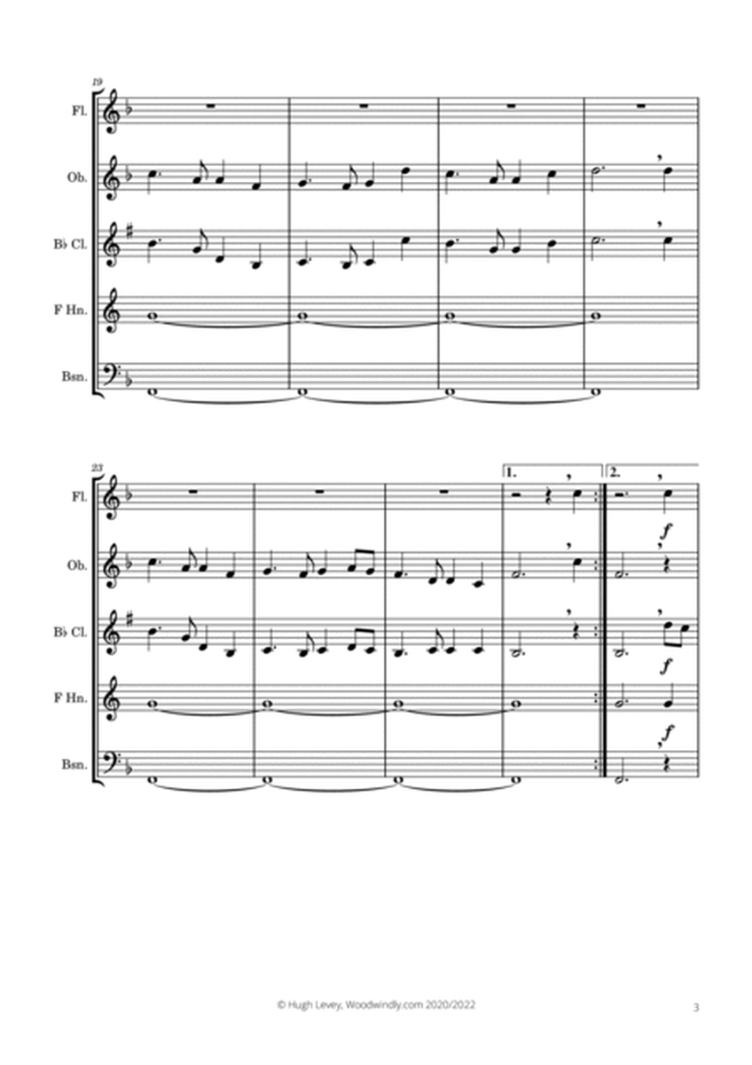 Auld Lang Syne - Arranged for Wind Quintet by Hugh Levey image number null