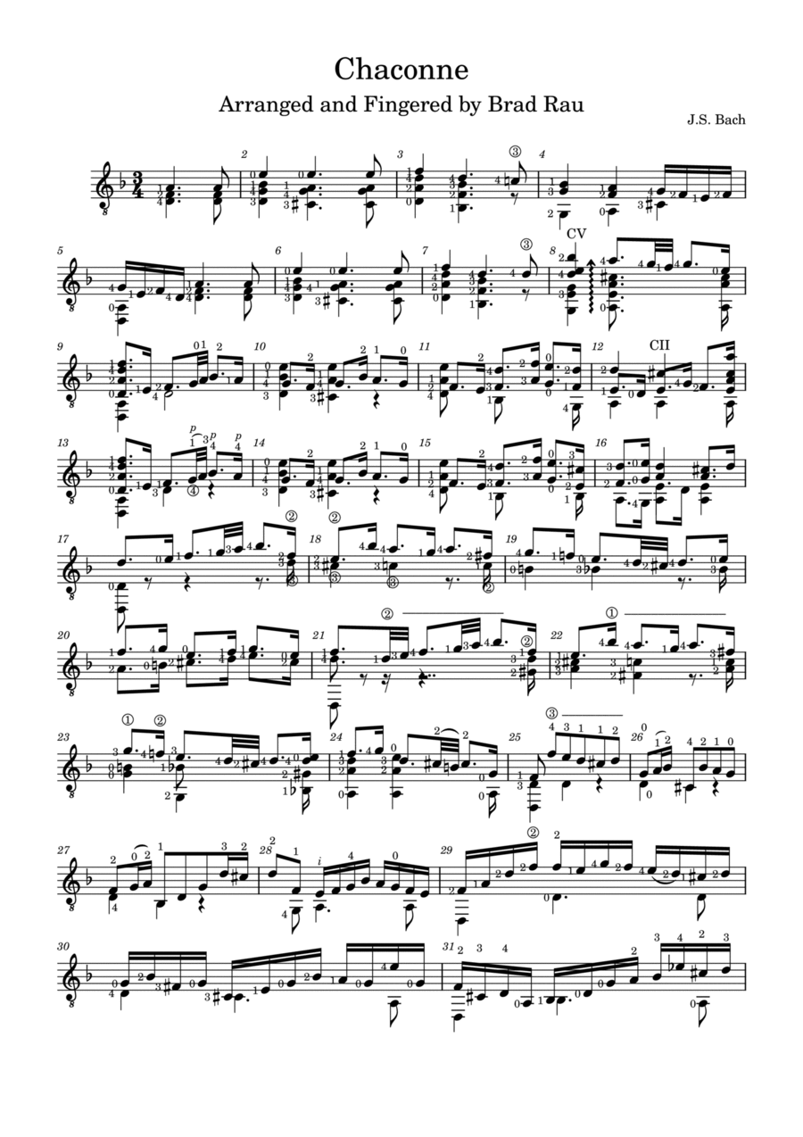 Chaconne Classical Guitar scores gallery preview page 1