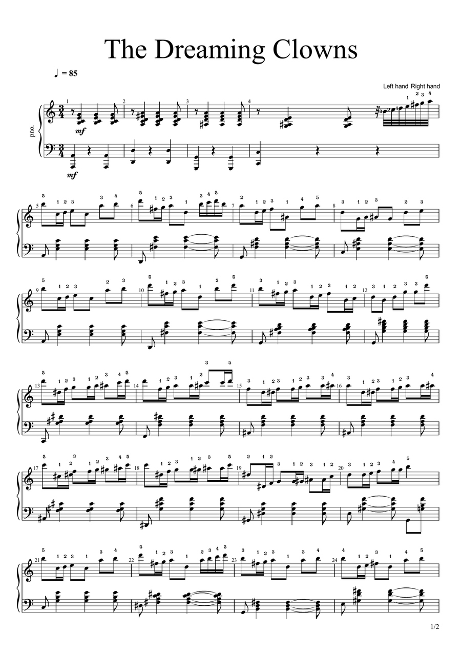 The Dreaming Clowns piano Piano Solo scores gallery preview page 2