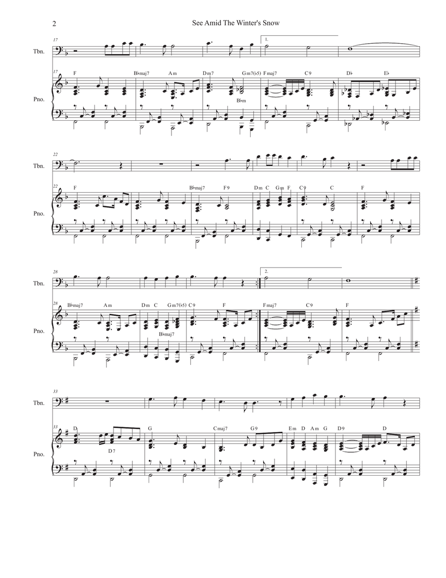 See Amid The Winter's Snow (Trombone solo and Piano) See Amid The Winter's Snow (Trombone solo and Piano) Piano scores gallery preview page 2