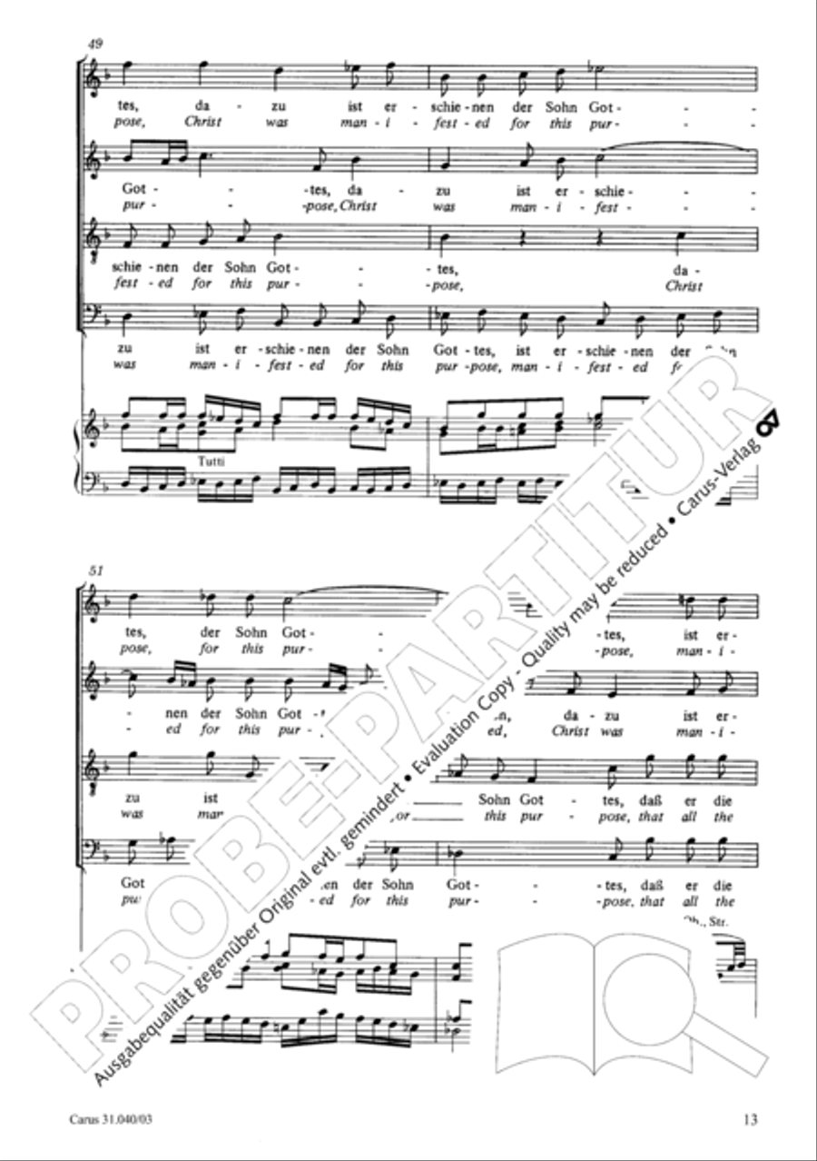 Christ was manifested for this purpose (Dazu ist erschienen der Sohn Gottes) ATB scores gallery preview page 14